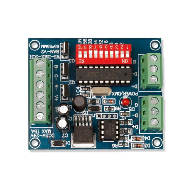 3 Kanal DMX 512 Controller (Platine)- Draufsicht