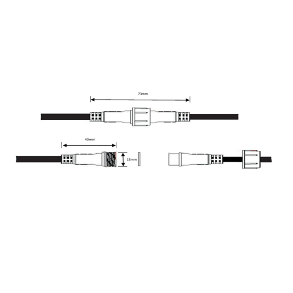 4 pin assembled round plug (black 0,50mm²)